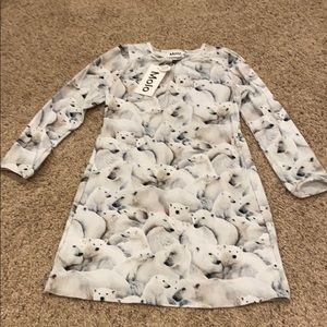 Girls Molo Brand Polar Bear Graphic Dress 7/8